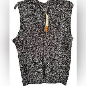 New Womens Coldwater Creek Boucle Hooded Full Zip Sweater Vest Sz L